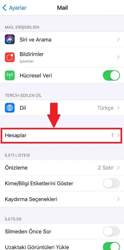 Adım 2: Hesaplar Bölümüne Gidin